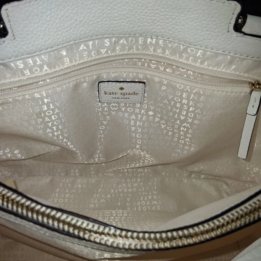 Kate‎ Spade New York White Pebble Leather Tote 13 x 10 x 6